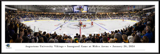 Augustana Vikings panoramic photo of inaugural game at Midco Arena, available framed, by Blakeway Panoramas