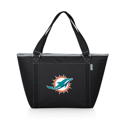 Miami Dolphins NFL Topanga Cooler Tote Bag, black insulated soft-sided cooler, 24-can capacity.