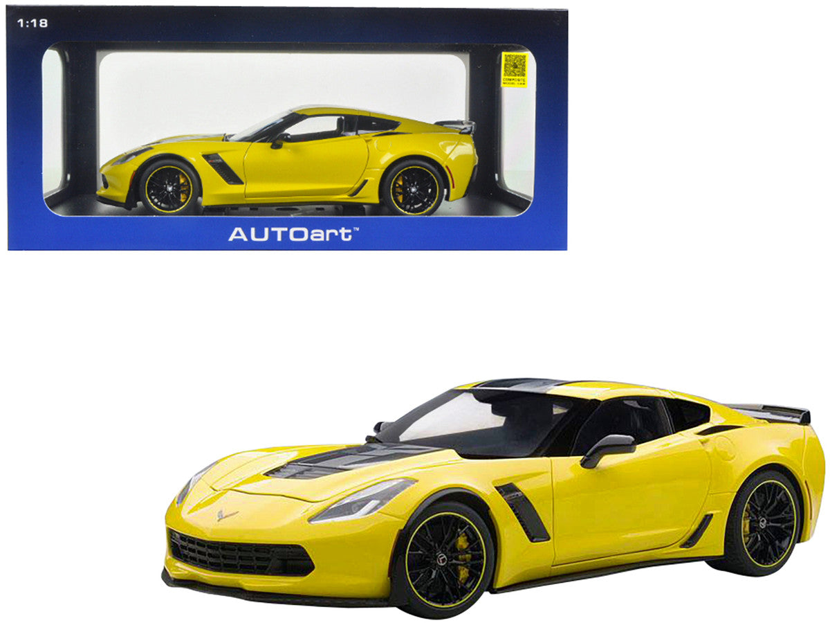 2016 Chevrolet Corvette C7 Z06 C7R Edition Corvette Racing Yellow 1/18 Model Car by Autoart