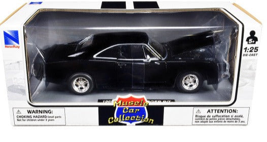 1969 Dodge Charger R/T Black "Muscle Car Collection" 1/25 Diecast Model Car by New Ray