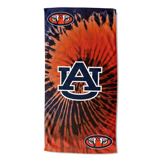 Auburn Tigers Psychedelic Beach Towel | NCAA Licensed | Tie-Dye Design | Beach and Pool | The Northwest Group