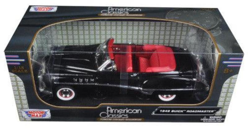 Motormax&nbsp;  1949 Buick Roadmaster Black with Red Interior 1/18 Diecast Model Car in box