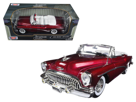 Motormax 1953 Buick Skylark 1/18 Diecast Car: New in box, real rubber tires, steerable wheels. Detailed interior, exterior. L-10, W-4, H-3.5 inches.