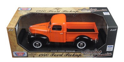 1940 Ford Pickup Truck Orange "Timeless Classics" 1/18 Diecast Model Car by Motormax