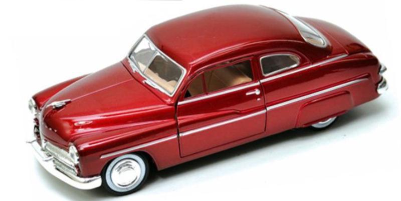 Motormax 1949 Mercury Red 1/24 diecast model. Brand new, real rubber tires, detailed interior and exterior, and officially licensed.