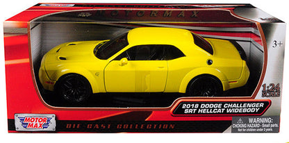 2018 Dodge Challenger SRT Hellcat Widebody Yellow 1/24 Diecast Model Car by Motormax