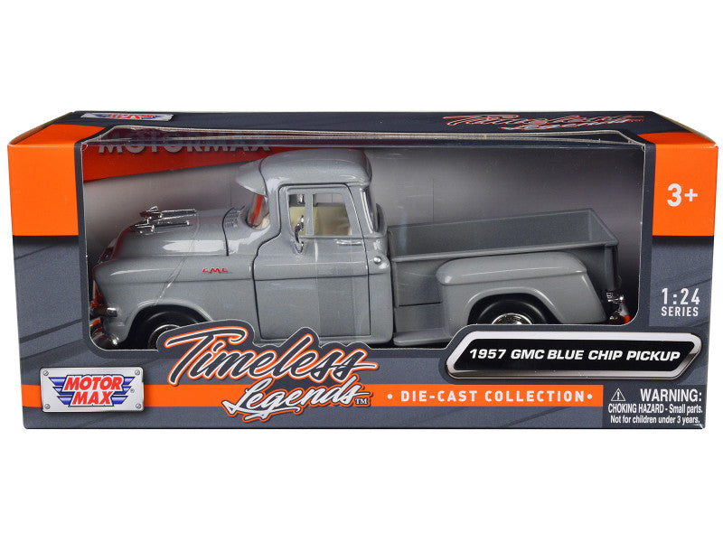 Motormax 1957 GMC Blue Chip Pickup Truck Gray 'Timeless Legends' Series 1/24 Diecast Model Car. Brand new with detailed interior and exterior.