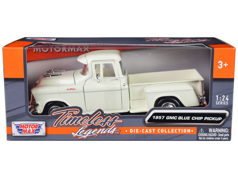 Motormax 1957 GMC Blue Chip Pickup Truck White 'Timeless Legends' Series 1/24 Diecast Model Car. Brand new with detailed interior and exterior.