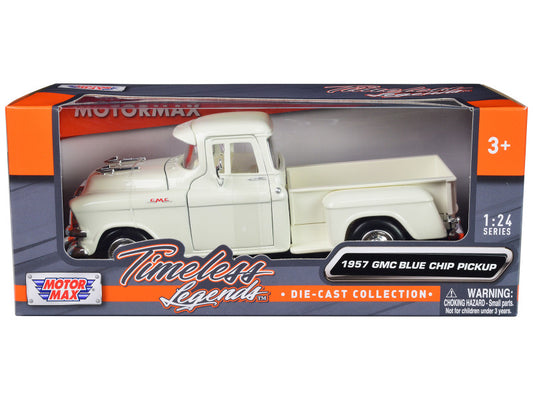 Motormax 1957 GMC Blue Chip Pickup Truck White 'Timeless Legends' Series 1/24 Diecast Model Car. Brand new with detailed interior and exterior.
