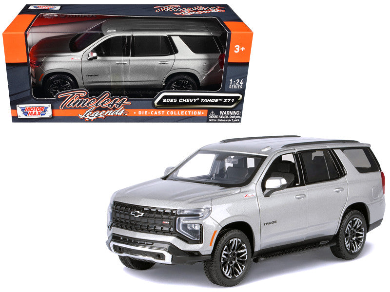 2025 Chevrolet Tahoe Z71 Gray Metallic 1/24 diecast SUV model with opening doors by Motormax