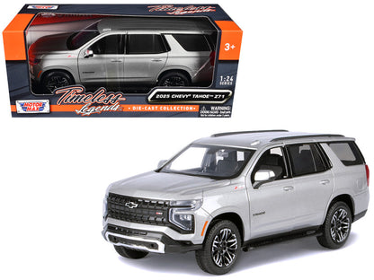 2025 Chevrolet Tahoe Z71 Gray Metallic 1/24 diecast SUV model with opening doors by Motormax