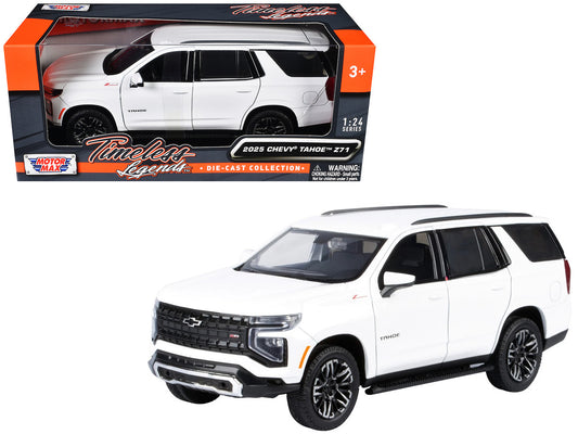 2025 Chevrolet Tahoe Z71 1/24 diecast model in white with opening doors and rear gate by Motormax