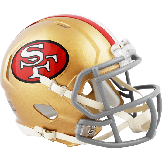 San Francisco 49ers 1964–1995 Throwback Speed Mini Helmet by Riddell, 5.5" collectible ideal for autographs.