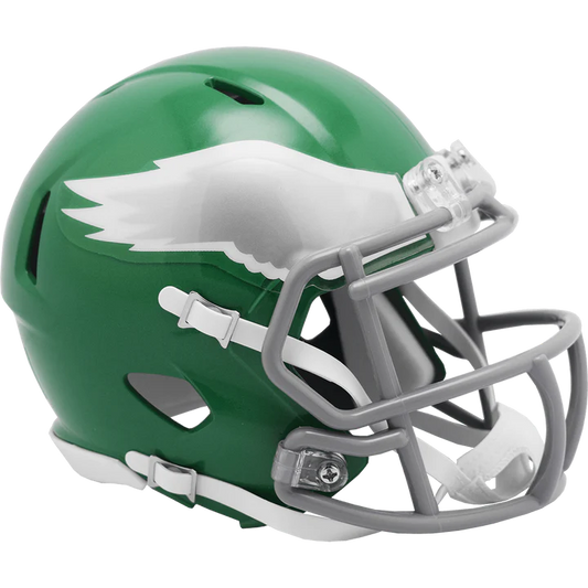 Philadelphia Eagles 2023 alternate Speed Mini Helmet with metal faceguard and authentic detailing by Riddell.