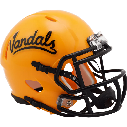 Idaho Vandals NCAA Speed Mini Football Helmet by Riddell, half-scale, 4-point chin strap, autographs, display