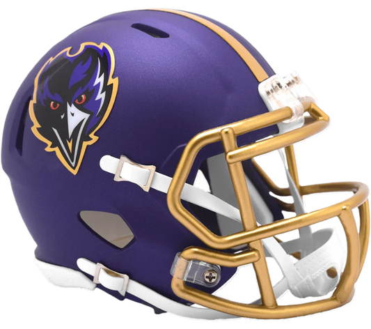 Baltimore Ravens 2024 On-Field Alternate Speed Mini Helmet by Riddell, 5.5" collectible perfect for display or autographs.