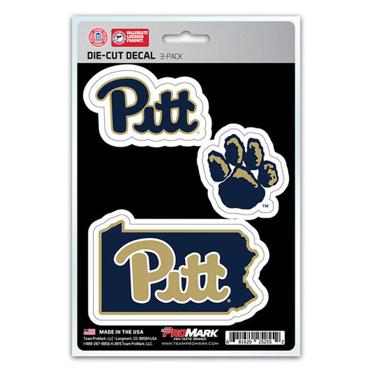 Pittsburgh Panthers 3 pack Die Cut Team Decals by Team Promark