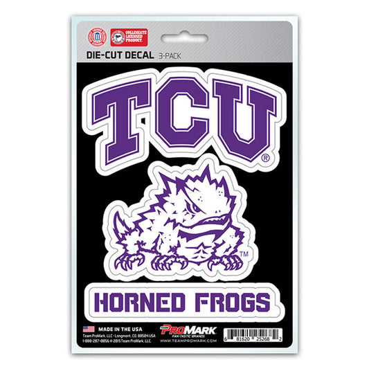 TCU Horned Frogs 3 pack Die Cut Team Decals by Team Promark