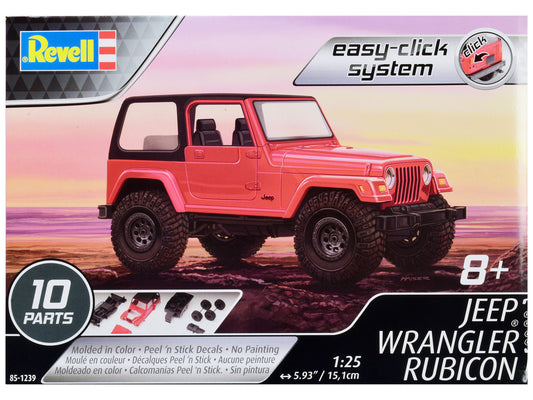 Revell Jeep Wrangler Rubicon Model Kit: 1/25 scale, Skill Level 2, Easy-Click. Vintage packaging, officially licensed. No paint/cement needed.