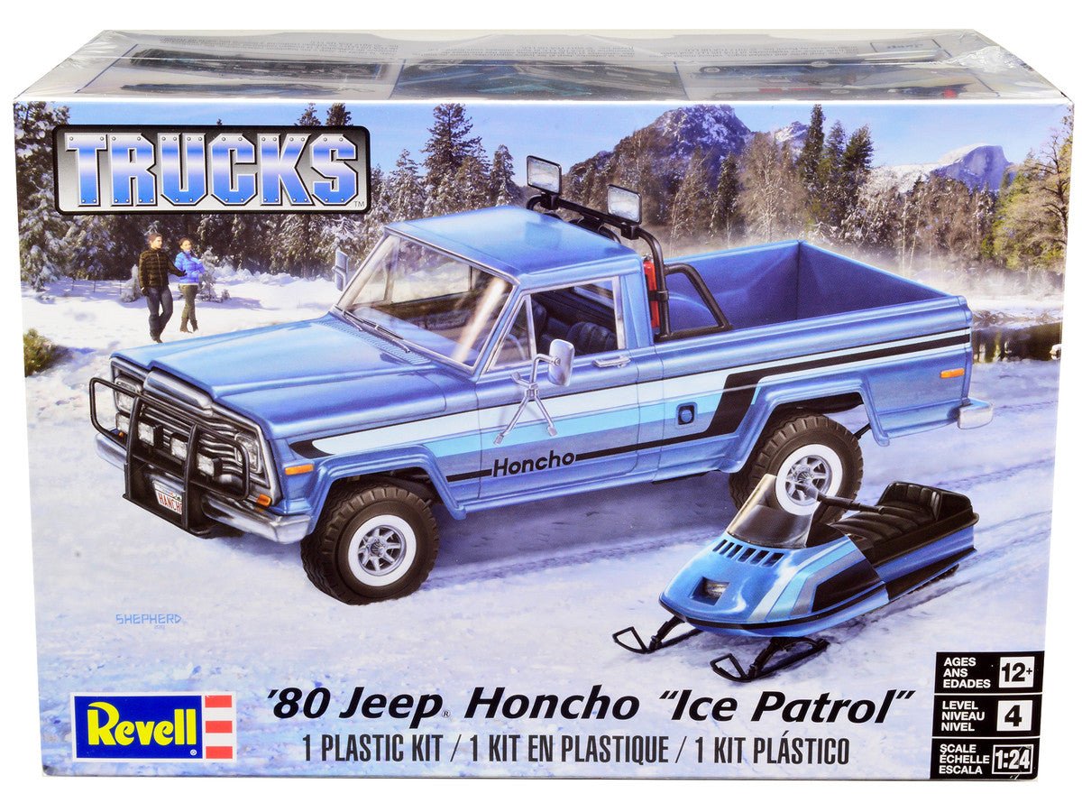 Revell 1980 Jeep Honcho "Ice Patrol" Model Kit: 1/24 scale, skill level 4. Vintage packaging, detailed, officially licensed