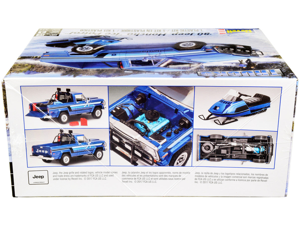 1980 Jeep Honcho Pickup Truck "Ice Patrol" with Snowmobile 1/24 Scale Skill Level 4 Model Kit by Revell