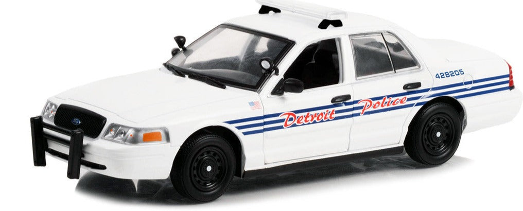 2008 Ford Crown Victoria Police Interceptor White with Blue Stripes "Detroit Police" (Michigan) "Hot Pursuit" Series 1/24 Diecast Car by Greenlight