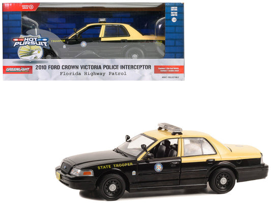 2010 Ford Crown Victoria Police Interceptor Black and Beige "Florida Highway Patrol" "Hot Pursuit" Series 8 1/24 Diecast Model Car by Greenlight