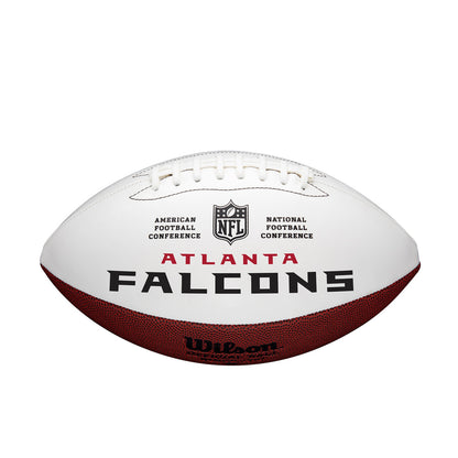 Atlanta Falcons full-size autographable football with team logo and white panels for signatures by Wilson