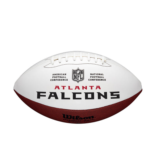 Atlanta Falcons full-size autographable football with team logo and white panels for signatures by Wilson