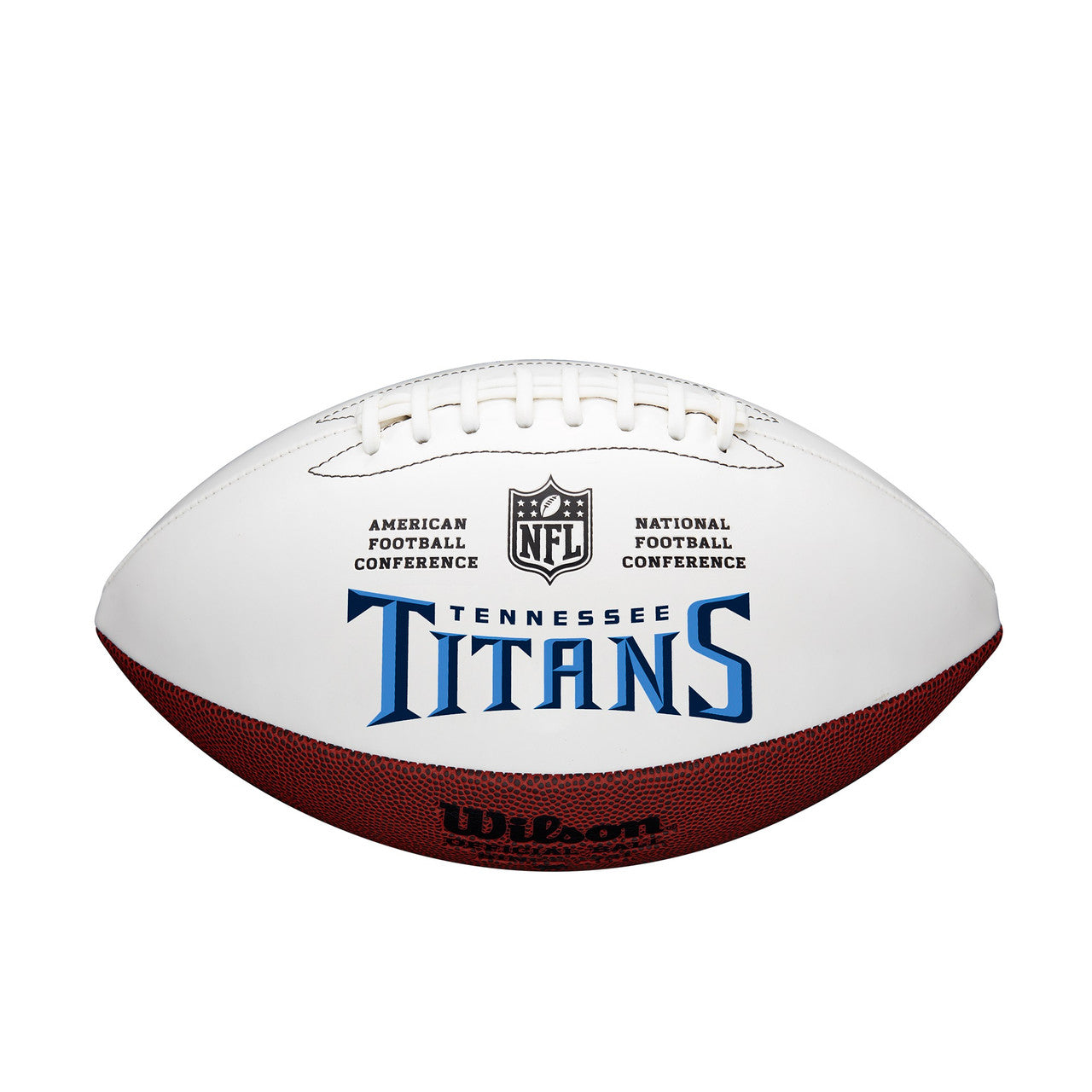 Tennessee Titans full-size autograph football with embroidered logo and white panels by Wilson