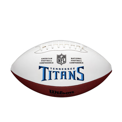 Tennessee Titans full-size autograph football with embroidered logo and white panels by Wilson