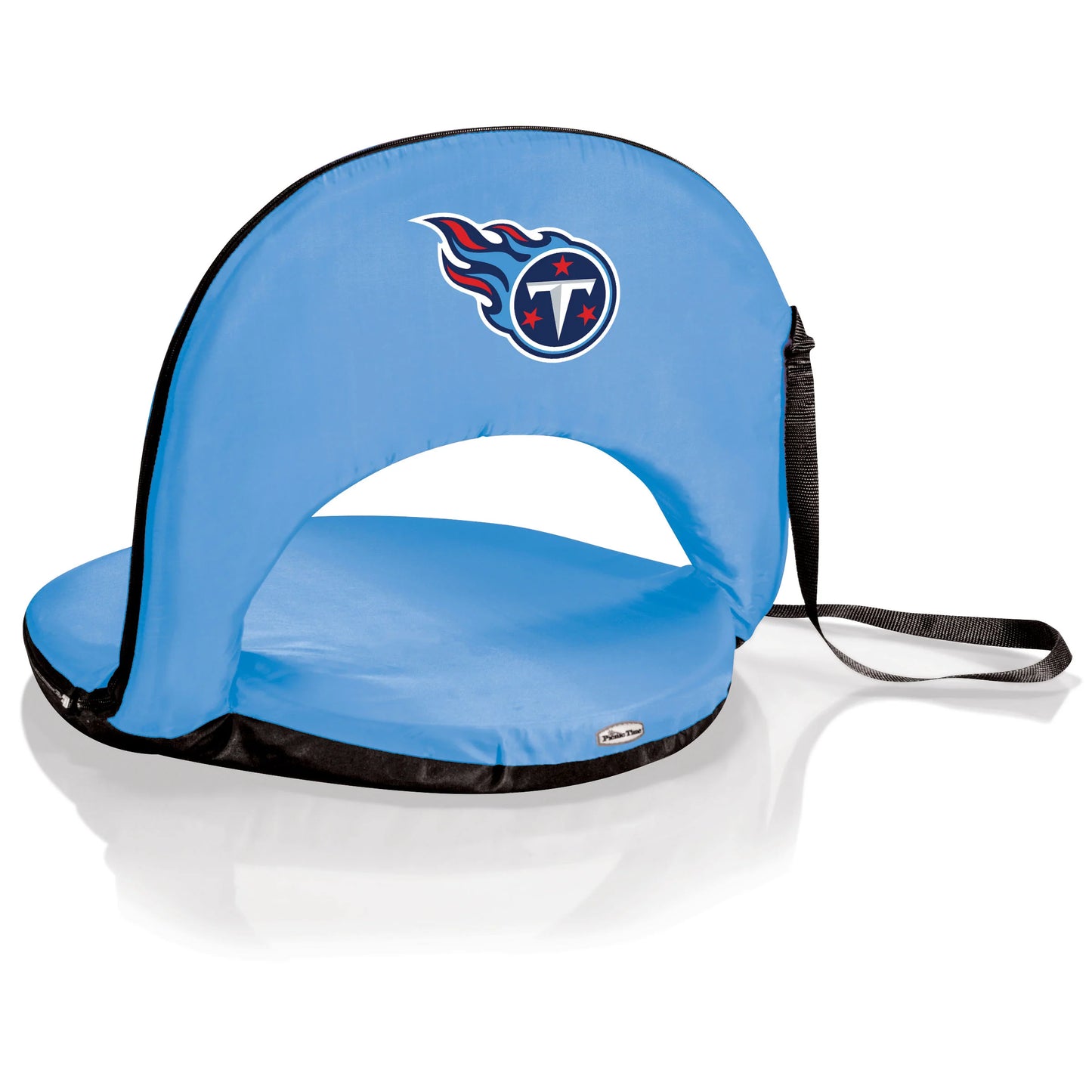 Tennessee Titans NFL Oniva reclining seat in sky blue with cushioned steel frame, six positions, and carry strap