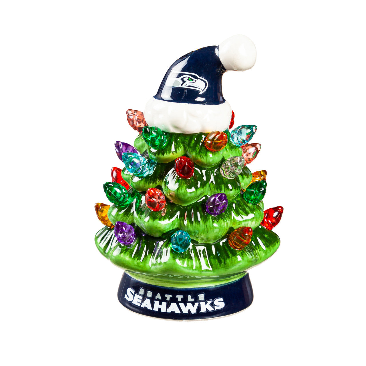 Seattle Seahawks Ceramic 4 Inch LED Tabletop Christmas Tree