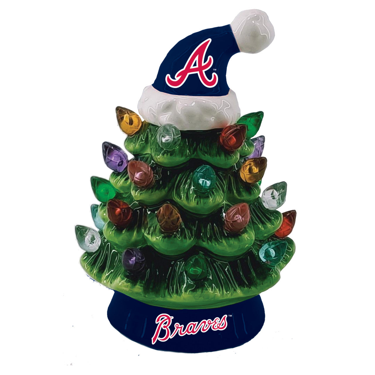 Atlanta Braves Ceramic 4 Inch LED Tabletop Christmas Tree