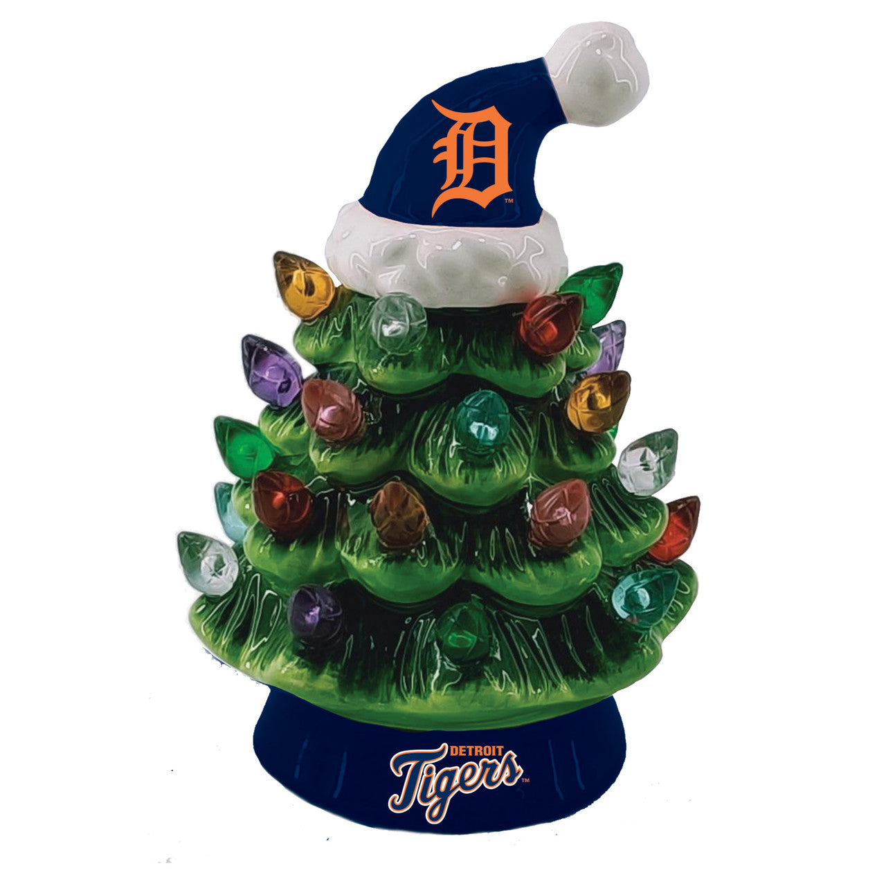 Detroit Tigers Ceramic 4 Inch LED Tabletop Christmas Tree