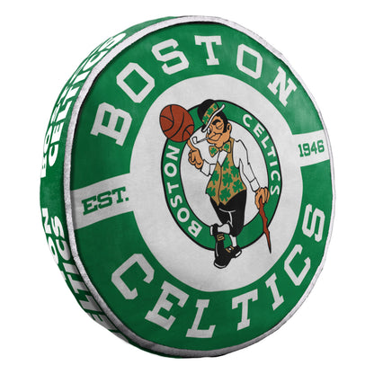 Boston Celtics NBA Cloud Pillow with team colors and logo, 15 inches round and 4 inches deep for ultimate comfort.