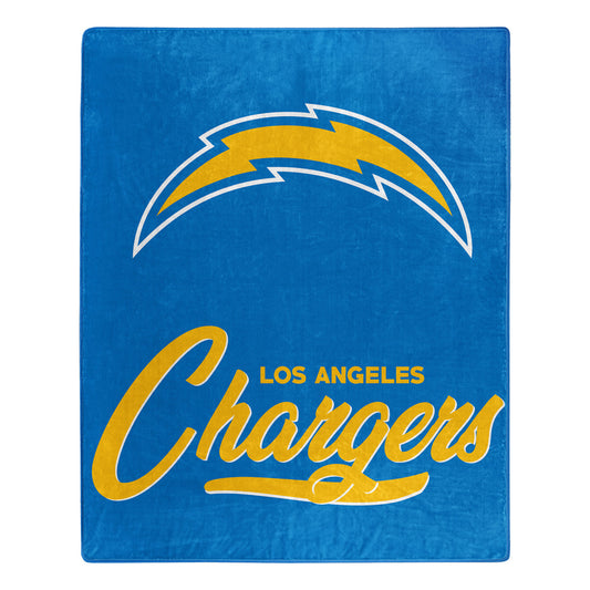 Los Angeles Chargers NFL Raschel Blanket: 50x60", soft polyester, team colors, name, logo, decorative binding, officially licensed by Northwest.