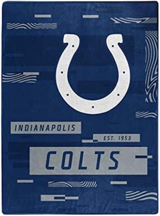 Indianapolis Colts blanket with team logo and abstract design. Soft, 60" x 80", made of polyester, and machine washable.