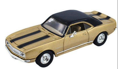 1967 Chevrolet Camaro Z-28 Gold with Black Stripes and Black Top 1/43 Diecast Model Car by Road Signature