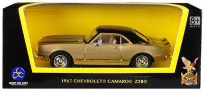 1967 Chevrolet Camaro Z-28 Gold with Black Stripes and Black Top 1/43 Diecast Model Car by Road Signature