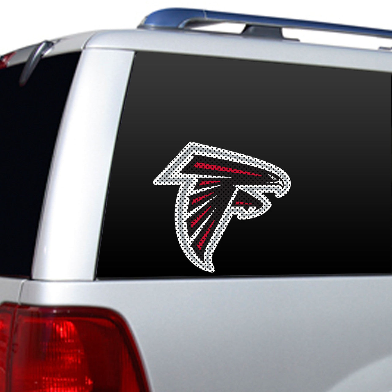 Atlanta Falcons 12x10 die cut window film with bold team colors and logo, officially licensed NFL accessory.