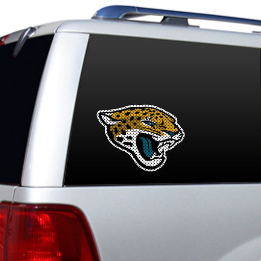 Jacksonville Jaguars 12" x 10" NFL die cut window film with bold team graphics in authentic colors by Fremont Die.