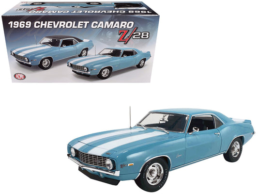 1969 Chevrolet Camaro Z/28 Carolina Blue with White Stripes Limited Edition to 420 pieces Worldwide 1/18 Diecast Model Car by ACME