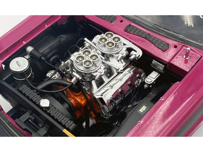 1970 Dodge Challenger T/A Pro Stock "Mopar Performance" Panther Pink with Black Stripes and Black Hood Limited Edition 1/18 Diecast Car by ACME