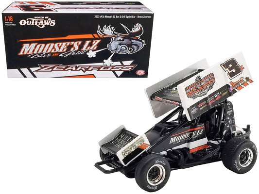 Winged Sprint Car #3Z Brock Zearfoss "Moose's LZ Bar and Grill" Brock Zearfoss Racing "World of Outlaws" (2023) 1/18 Diecast Model Car by ACME