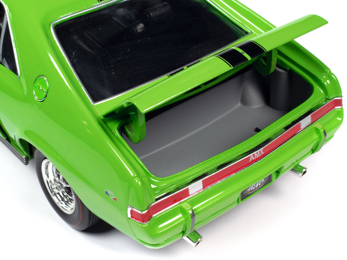 1969 AMC AMX Big Bad Lime Green with Black Stripes "Muscle Car & Corvette Nationals" (MCACN) "American Muscle" Series 1/18 Diecast Car by Auto World