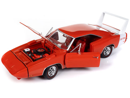 1969 Dodge Charger Daytona Red with White Tail Stripe and Red Interior "Muscle Car & Corvette Nationals" "American Muscle" Series 1/18 Diecast Car