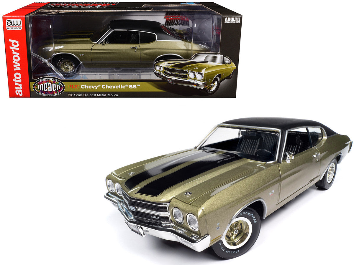 1970 Chevrolet Chevelle SS Tricentennial Gold with Black Stripes & Vinyl Top "Muscle Car & Corvette Nationals" (MCACN) 1/18 Diecast Car by Auto World