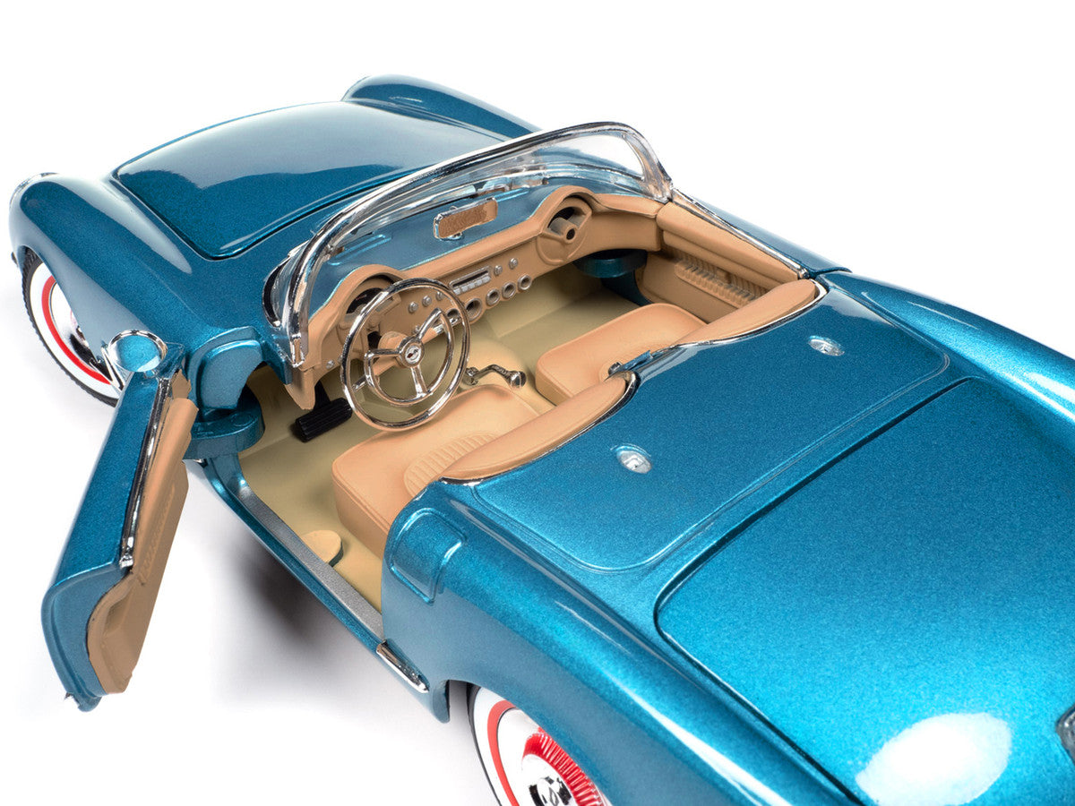 1954 Chevrolet Corvette Convertible Pennant Blue Metallic "American Muscle" Series 1/18 Diecast Model Car by Auto World