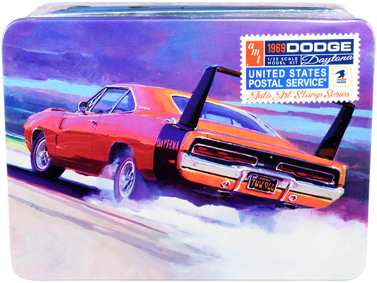 1969 Dodge Charger Daytona "USPS" (United States Postal Service) Themed Collectible Tin 1/25 Scale Model Kit - Skill Level 2 by AMT